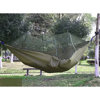 

1-2 Person Portable Outdoor Camping Hammock with Mosquito Net High Strength Parachute Fabric Hanging Bed Hunting Sleeping Swing