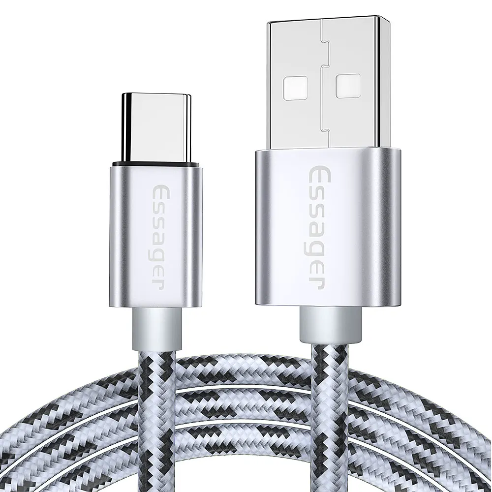 Серебристый Essager USB C 3A кабель для быстрой зарядки type C кабель для samsung S10 S9 Note 10 9 huawei P20 P30 Pro mate 20 Oneplus 7 кабель для передачи данных - Цвет: Серебристый