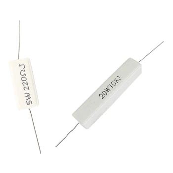 

11Pcs Axial Lead Ceramic Cement Power Resistor, 10 Pcs 220 Ohm 5W & 1 Pcs 20W 10K Ohm