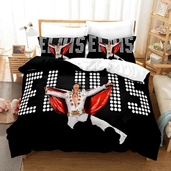 

3D Anime cartoon Printed Pillowcases Bedding Set Queen King Size Dropshipping Boy gift ELVIS Presley
