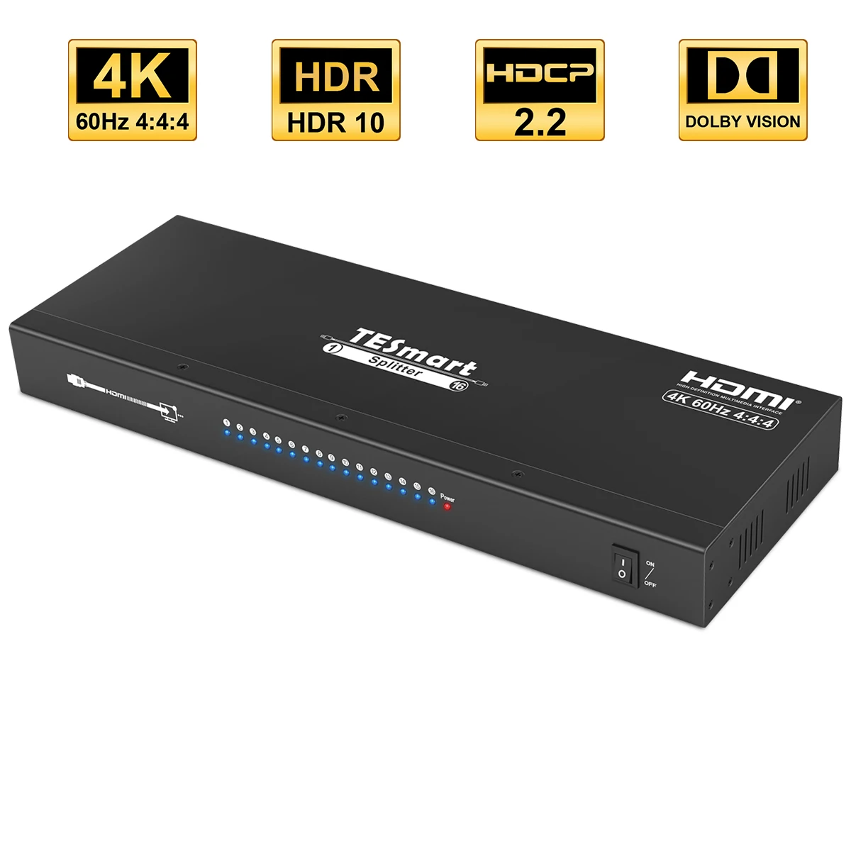 4k HDMI разветвитель 16 портов HDMI 1x16 HDMI разветвитель 1 в 16 Выход HDCP2.2 поддержка 3840*2160 @ 60 Гц разветвитель