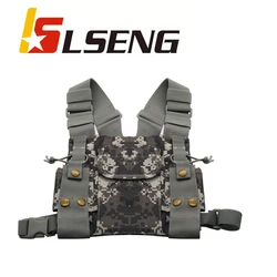 LSENG Tactical Vest Nylon Military Holster Is Suitable For Two-Way Radios Radio Holster Vest Waist Bag Chest Strap Front