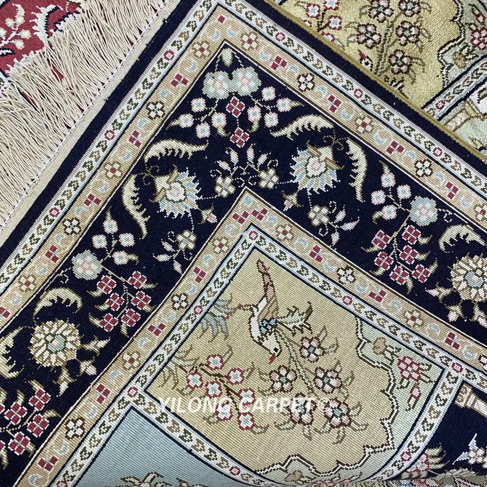 Yilong 3'x5' античный Шелковый синий ковер из Тебриз, изысканная, Восточная ковёр дешево(HF231B