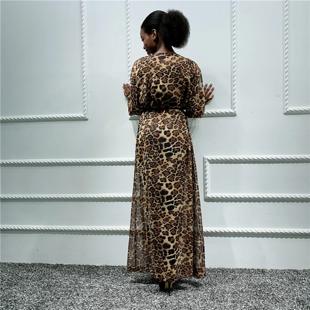 Leopard Hijab Muslim Dress Women Abaya Kimono Cardigan Saudi African Kaftan Dubai Caftan Pakistan Qatar Turkish Islamic Clothing