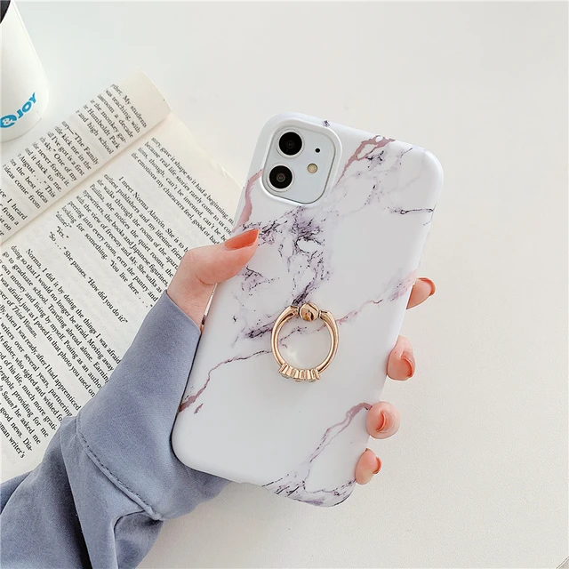 Ring Holder Purple Soft Phone Case For Iphone Se 2 12 11 Pro Xs Max Xr X 7 8 Plus Stand Back Cover Granite Stone Marble Texture Phone Case Covers Aliexpress