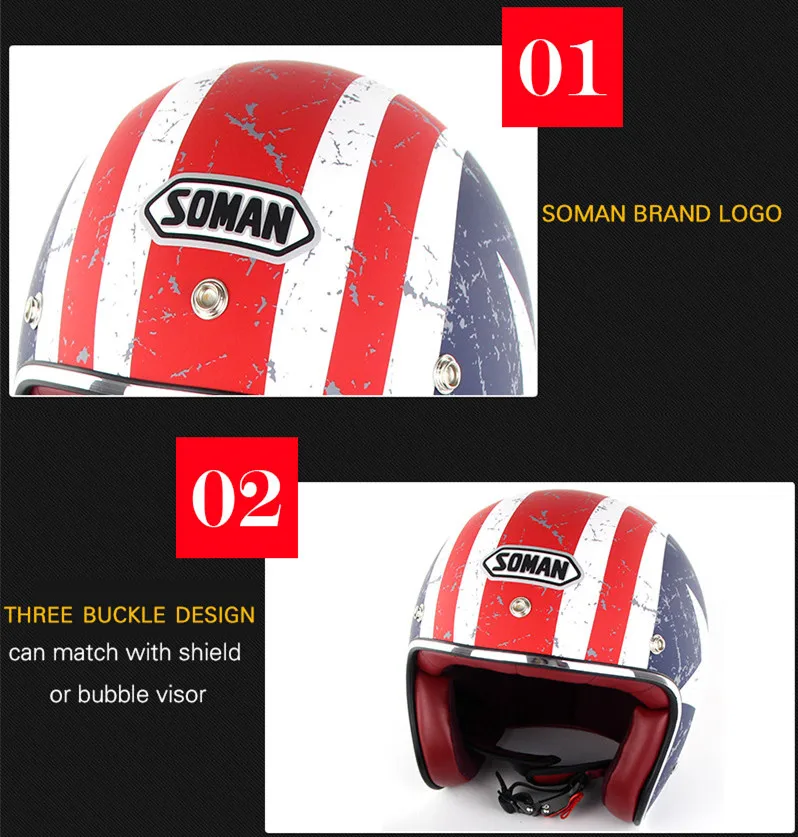Soman Ретро шлем Abs Capacete точка мотоциклетные шлемы для мужчин с открытым лицом Casco Винтаж Para Moto Hombre Capacete Moto Capacetes
