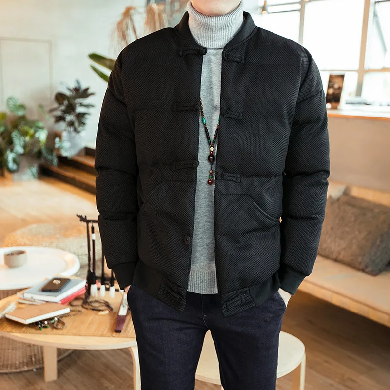 Winter Chinese-style Loose Casual Frog Chinese Costume Cotton-padded Clothes Korean-style Crew Neck Retro Thick Large Size