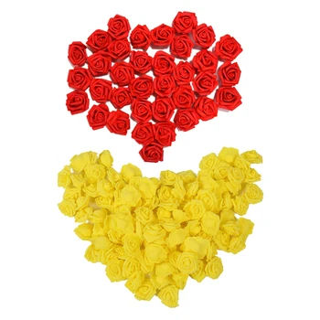

200 Pcs Foam Rose Flower Bud Wedding Party Decorations Artificial Flower Diy Craft, 100Pcs Red & 100Pcs Yellow