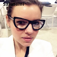 Роскошные брендовые овальные прозрачные очки для женщин винтажные Ретро Черные оправа для очков в стиле кошачьи глаза женские компьютерные очки прозрачные