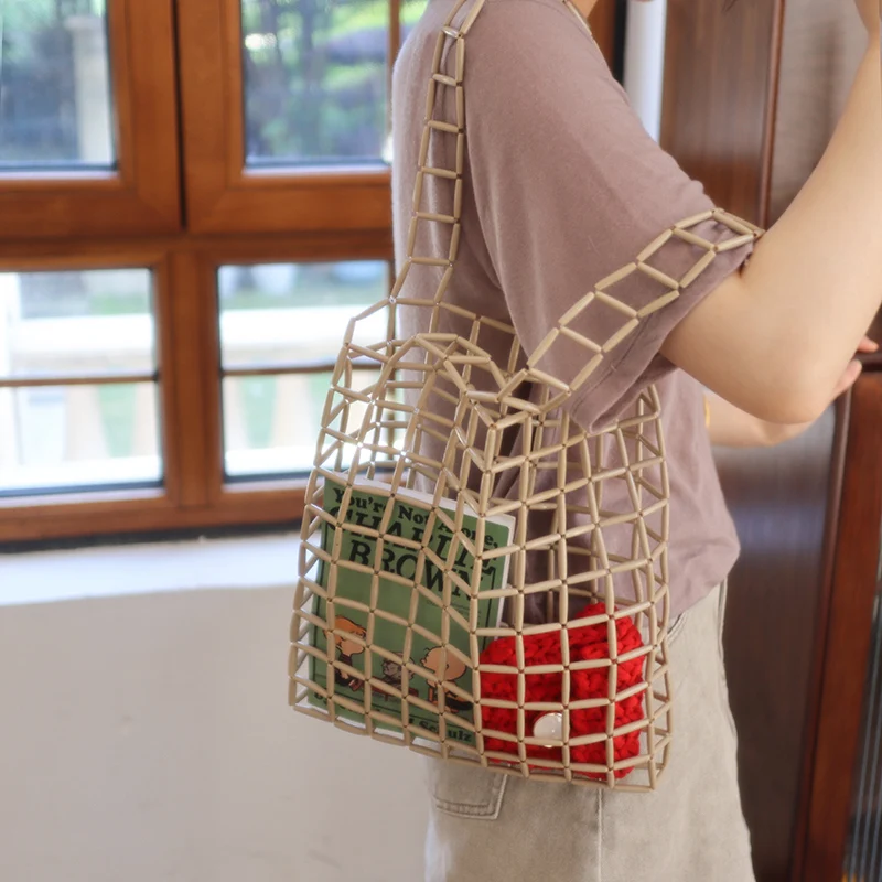 Handmade Bead Bag Long Chain Hand-Woven Celebrity Handbags Unique Design  Ladies Party Bag Top-handle