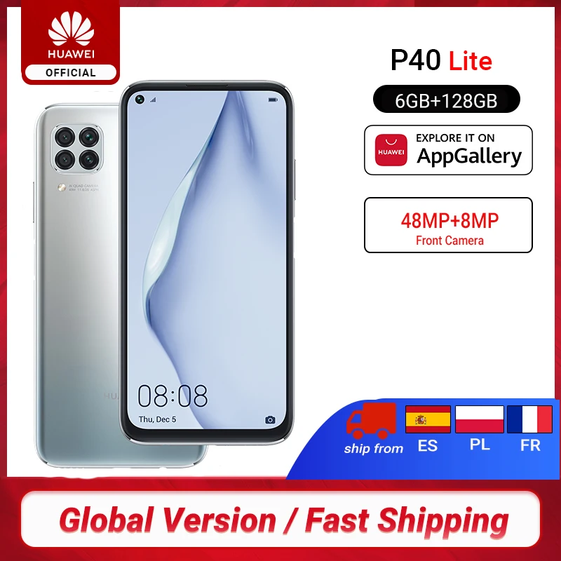  Глобальная версия Huawei P40 lite смартфон 6 ГБ 128 ГБ 48 МП AI камеры 16 МП фронтальная камера 6,4 ''экран Kirin 810 