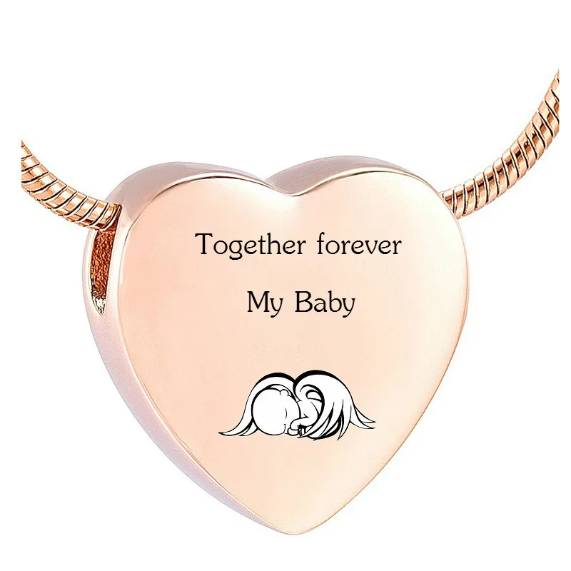 

LHP140 Together Forever Rose Heart Cremation Necklace for Women,Custom Engrave Loss of Baby Memorial Keepsake Ashes Jewelry
