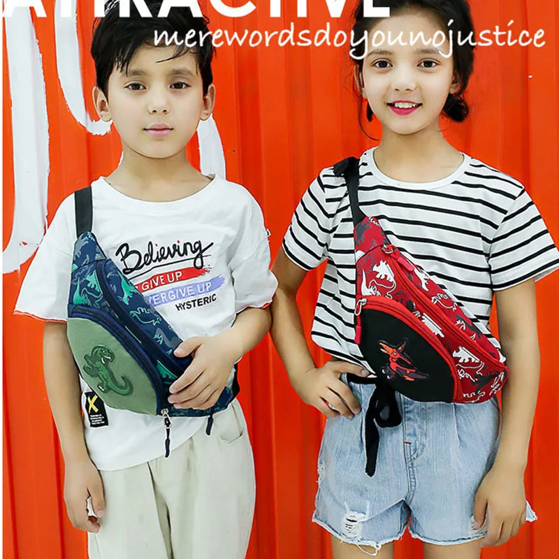 Милый ребенок сумка на поясном ремне для девочек и мальчиков Модная поясная сумка с рисунком из аниме «динозавр» груди искусственного меха, сумочка, сумка для денег, свитер на молнии на талии пакет