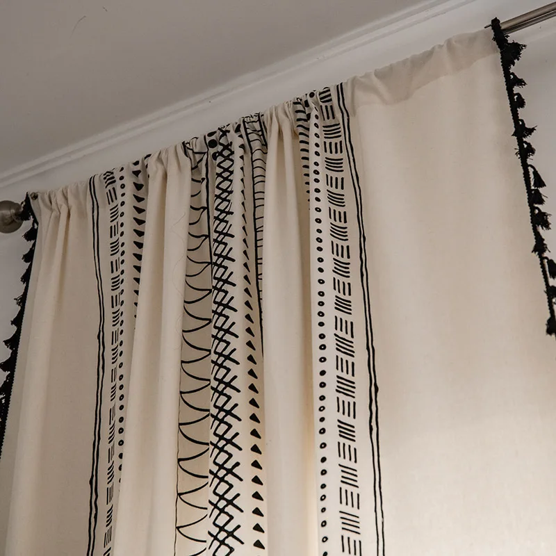 Bohemian Cortinas com Tassel, Janela Cortina, colorido