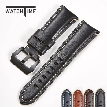 

Black Leather Strap For Rolex_watch Man Watchband Pinhole Watch Strap 20mm 22mm 24mm 26mm Fossil Seiko Panerai Wrist Bracelet