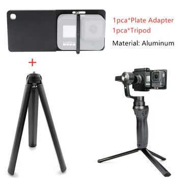 

For GoPro Switch Mount Plate + Tripod for DJI Osmo Mobile 2 Zhiyun Smooth 4/3/Q Gimbal For Go Pro Hero8 7 6 5 4 3+ XiaoYi 4K