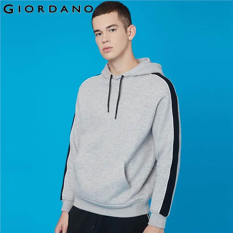 Giordano/Мужская толстовка из контрастного флиса, толстовки с подкладкой, с длинным рукавом, из хлопка, с карманами Kanga Sudadera Hombre 01029778