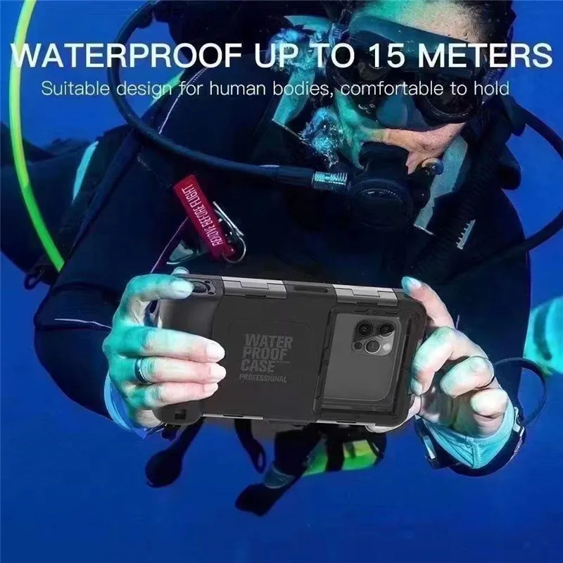 iphone 12 pro max clear case Waterproof 15 Meter Diving Case for iPhone 11 12 13 pro Max Mini 6 6s 7 8 Plus X XR XS Max Under Water Swimming Case for Samsung iphone 12 pro max cover