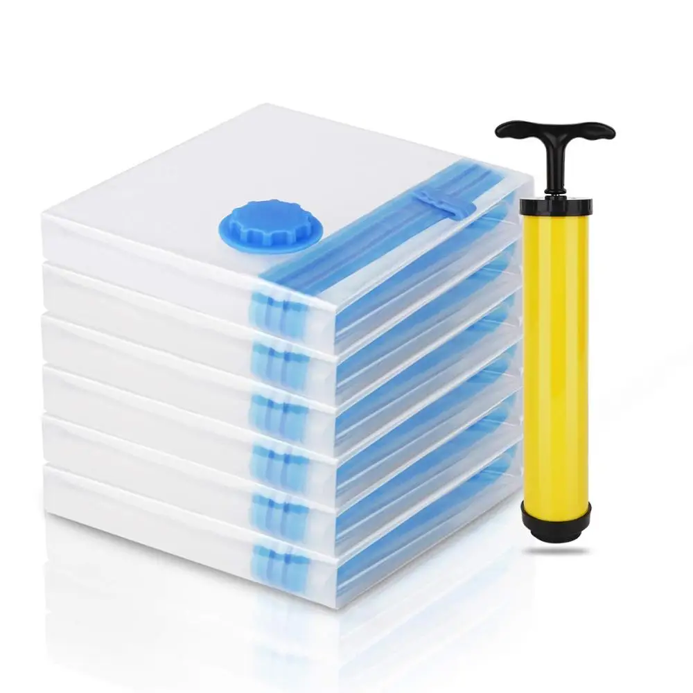 

Reusable Ziplock Vacuum Seal Storage Pack Bags with Hand Pump Waterproof Space Saver Compression Clothing Storage Bag Travel