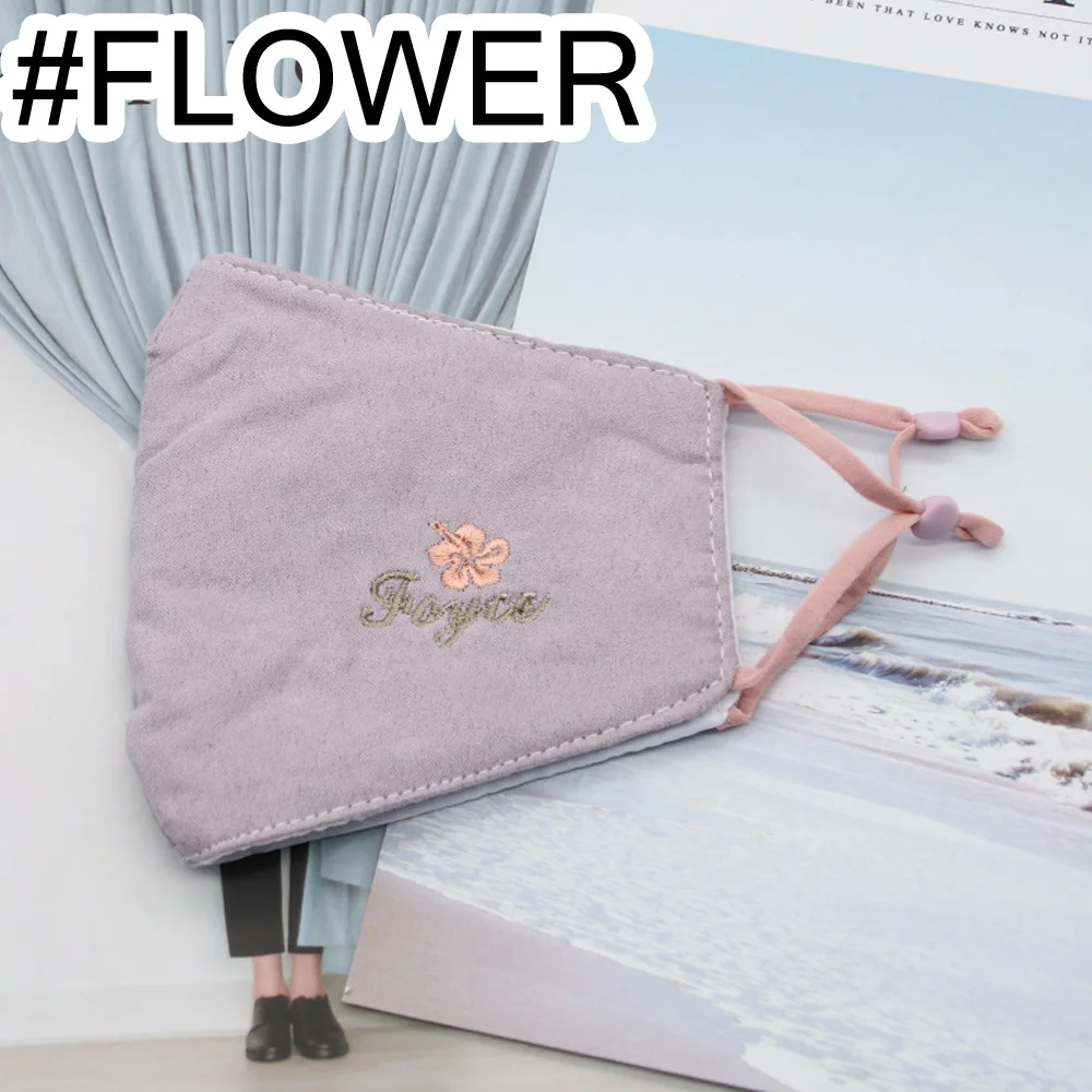 Flower-Purple 1 шт., женская маска для лица, зимняя, теплая, хлопковая, ветрозащитная, моющаяся, регулируемая, Ушная, респиратор - Цвет: Flower-Purple