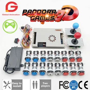 

2 Player Original Pandora Game 3D Kit Copy SANWA Joystick,Chrome LED Push Button for DIY Arcade Machine Home Cabinet with Manual