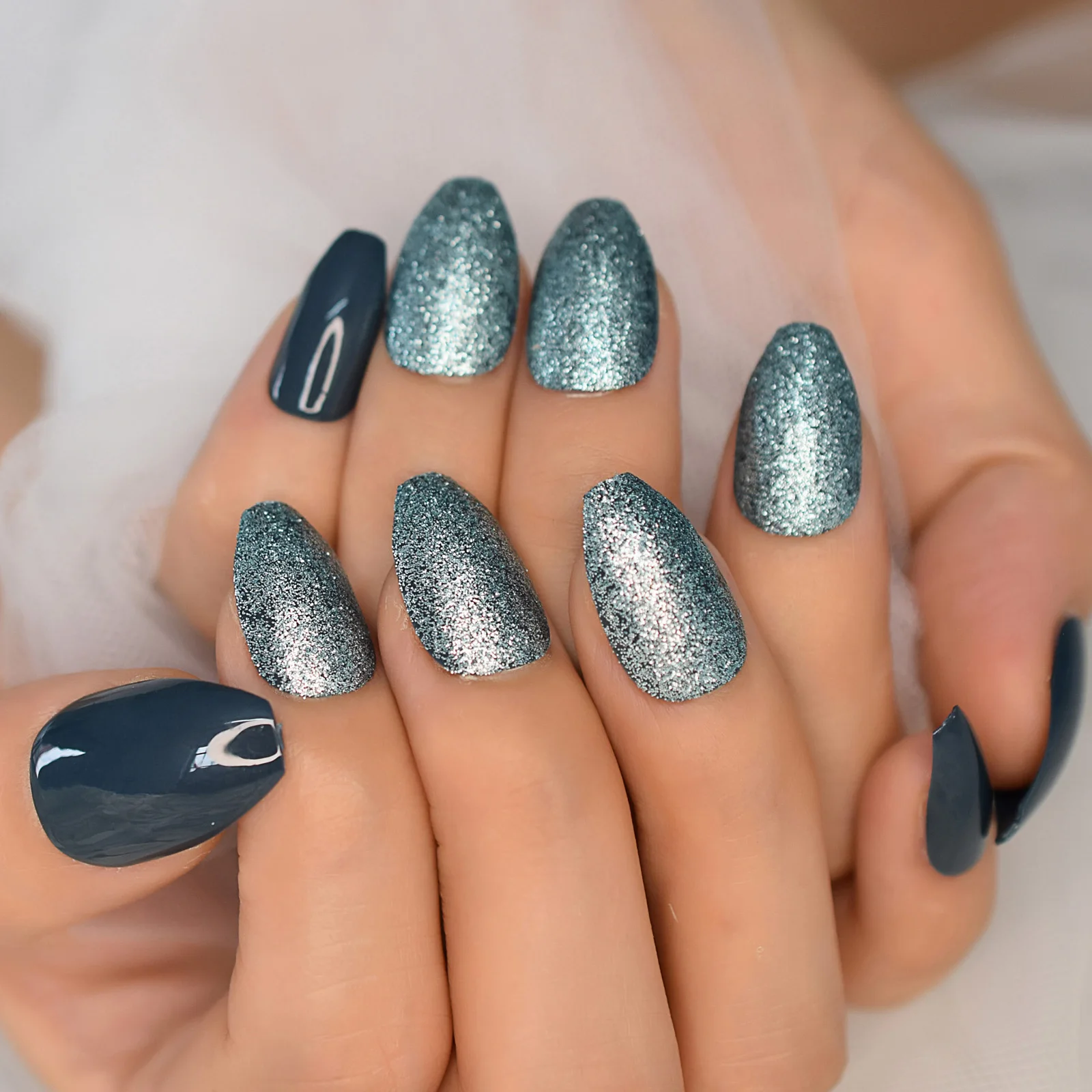 Matte Coffin Tip Blue Press On Nails - TGC Boutique