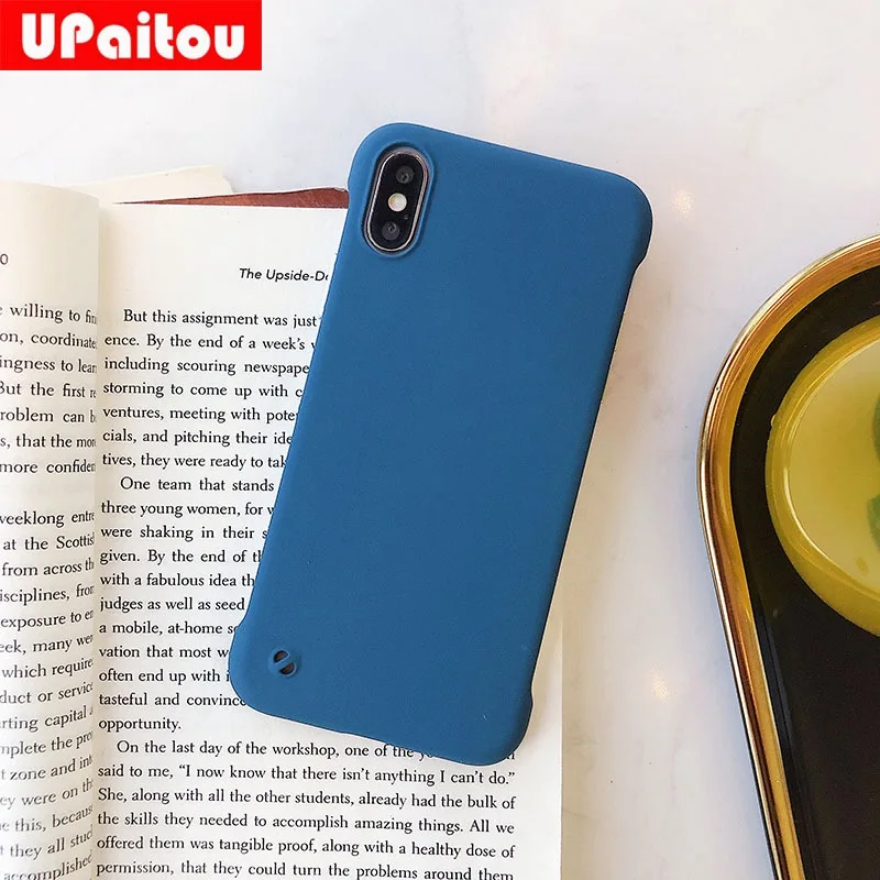 Синий UPaitou тонкий Бескорпусные чехол для iPhone 6, 6 S, 7, 8plus X XR XS Max 11 5,8 6,1 6,5 твердый матовый Scrub чехол из твердого ПК со словами "чехол без полей - Цвет: Синий