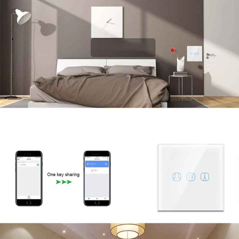 AVATTO WiFi сенсорный занавес переключатель электрические моторизованные шторы на роликах работает с Google Home Alexa Echo Tuya умный дом