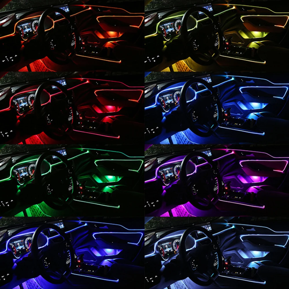 Luci per atmosfera a Led per Auto fibra ottica nera RGB modalità Multiple  App controllo del suono lampada al Neon ambientale decorativa per interni  Auto - AliExpress