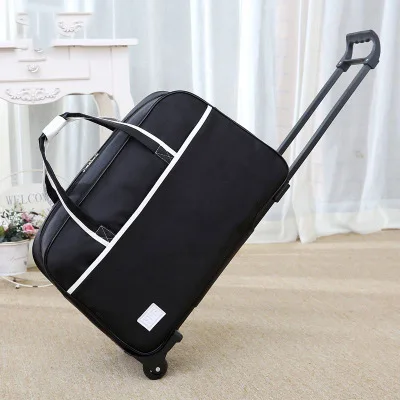 JULY'S SONG водонепроницаемая сумка для багажа сумка для переноски чемодан на колесиках багаж для мужчин и женщин Дорожная сумка с колесиками 18 дюймов - Цвет: Black