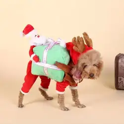 Одежда для собак, кошек, Санта-Клауса, подарок, одежда для собачки, костюм, одежда для щенков, куртка, пальто, Рождественская толстая одежда