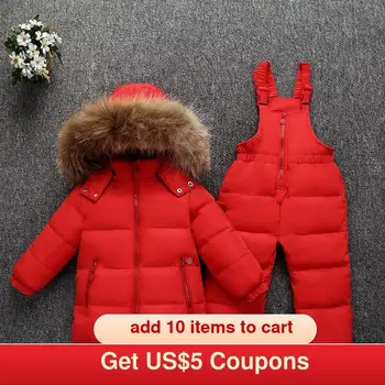 

Melario -30 Degree Russia Winter Parka Clothes Suits Snow Jacket Coat Overalls for Girl Kids Baby Snowsuit Christmas Clothes