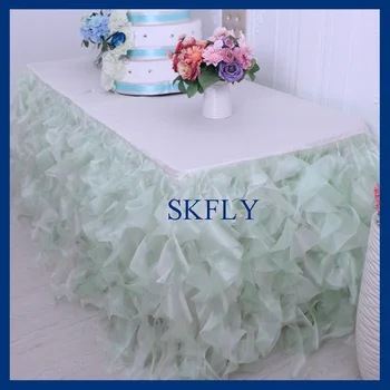 

CL010L Nice wedding round many colors and size curly willow table cloth with top or table skirt