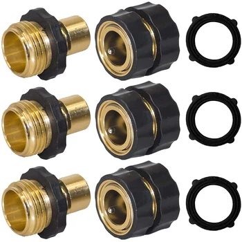 

Garden Hose Quick Connector, 3/4 Inch Male and Female Garden Hose Fitting Quick Connector, 3 Set