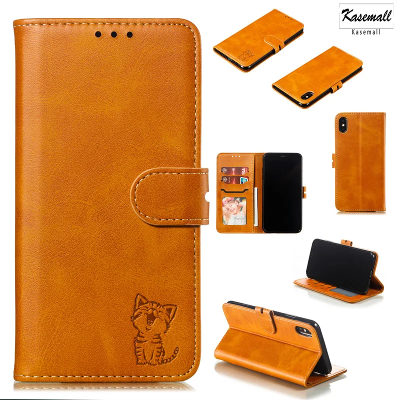 Leather Flip Case For iPhone 11 Pro MAX/11 Magnetic Wallet Card Slot Holder For iPhone 7 8 6S XS XR XS MAX Protective Cat Coque
