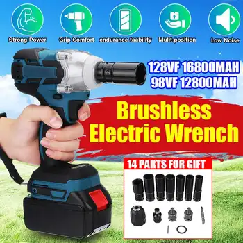 Cheap 128VF 520NM Brushless Electric Impact Wrench Cordless Wrench With Socket Sets Li Battery Hand Drill Installation Power Tools