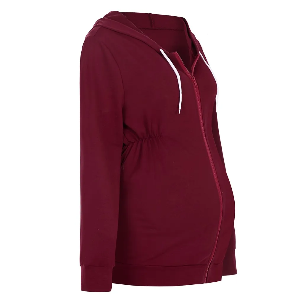 Women's Maternity Zipper Nursing Hoodie Sweatshirts Tops For Breastfeeding Warm Hoodie Winter Maternity Pregnancy Clothing