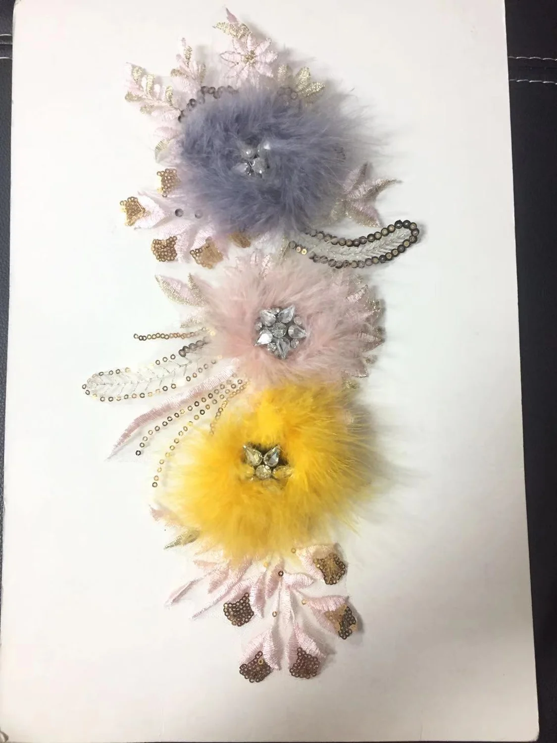 

Rhinestones fur handmade flower patch vintage embroidered applique fashion clothing decoration sew on patch accessories patches