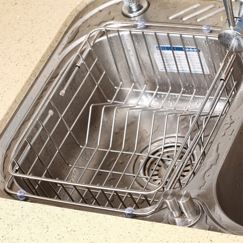 Multifunctional Stainless Steel Sink Draining Racks Holders Retractable Dish Drainer Rack Vegetables Basket Kitchen Storage Bo