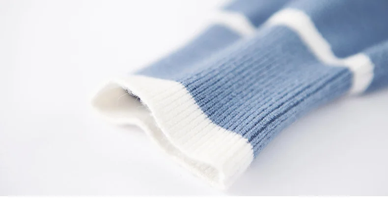 INMAN Зима Новое поступление литературный галстук с заячьими ушками сине-белый Свободный вязаный женский пуловер