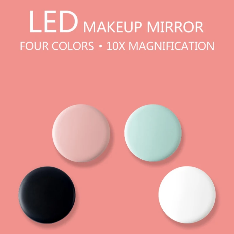 Портативный светодиодный мини-круговое компактное зеркальце для макияжа и путешествий с подсветкой косметическое зеркало с беспроводной зарядкой от usb