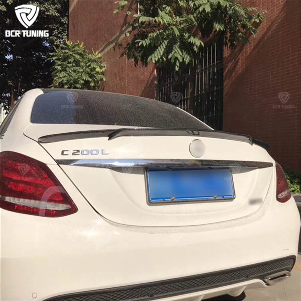 For Mercedes W205 Carbon Spoiler 4-Door Sedan C63 C180 C200 C250 C260 Carbon Fiber Rear Trunk Spoiler For Bra Style 2014-UP