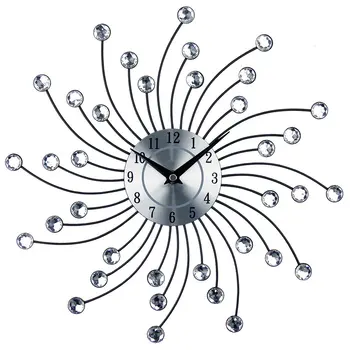 

Wall Clock Large Metal Crystal Decorative Circle Fancy Wall Cock Designs for Living Room,Bathroom,Kitchen