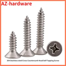 

304 Stainless steel Cross Countersunk Head Self Tapping Screw KA Flat Head Self-tapping Wood Screw M1M1.2M1.4M1.7M2 50PCS