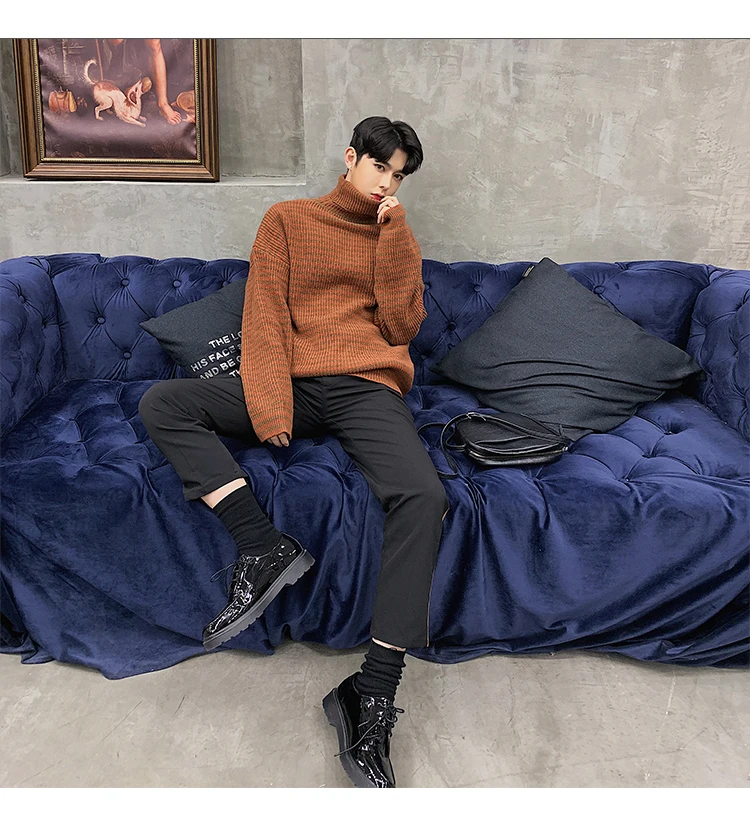 Winter Men's Oversize Coats In Warm Cashmere Pullover Casual Sweater Brand Long Sleeve Loose Knitting Woolen Sweaters M-2XL