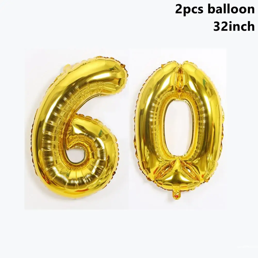 32inch 60th Balloons Taoup 32 дюйма 40 дюймов Золотой номер шары фольга 21 30 40 50 60 с днем рождения шары-цифры шары День рождения Декор для взрослых - Цвет: 32inch 60th Balloons