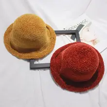 Панама, козырек, вязаная шапка, весна, осень, зима, стильная женская версия, шапка из синели с отворотами, декоративная шапка s, нейтральная