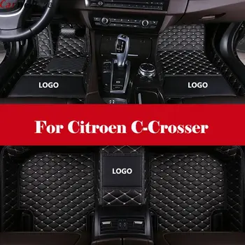 

Embroidery LOGO Custom Leather car floor Foot mat waterproof car accessories styling For Citroen C-Crosser