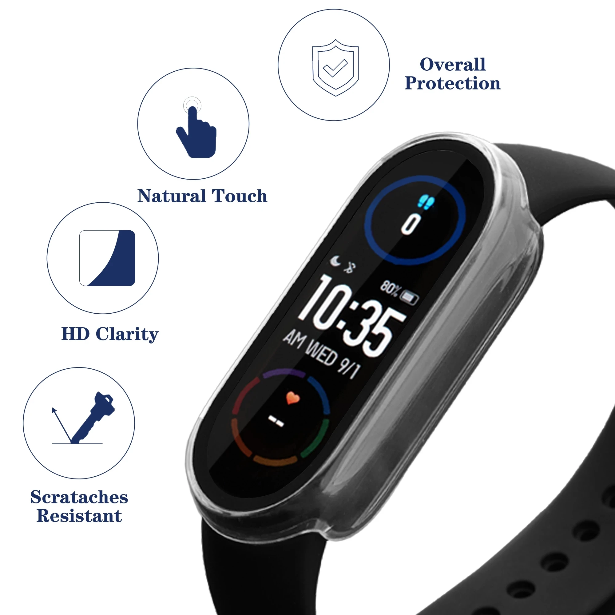 Tempered glass+Case for xiaomi mi band 8 PC bumper screen protector  smartwatch miband8 HD film+Cover on smart band 8 Accessories