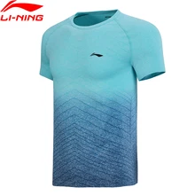 Li-Ning мужские футболки для бадминтона, футболки с коротким рукавом и О-образным вырезом, дышащие удобные спортивные футболки с подкладкой, топы AAYN169 MTS2723